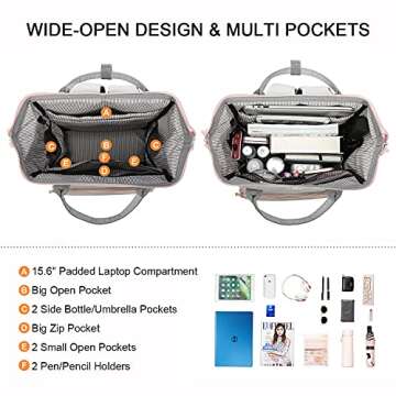 LOVEVOOK Laptop Backpack for Women Fashion Travel Backpack Purse 15.6 Inch Large Capacity Work Backpack Nurse Teacher Bag with USB Port