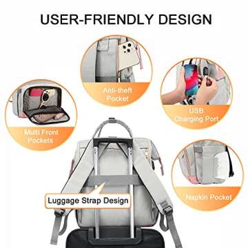 LOVEVOOK Laptop Backpack for Women Fashion Travel Backpack Purse 15.6 Inch Large Capacity Work Backpack Nurse Teacher Bag with USB Port