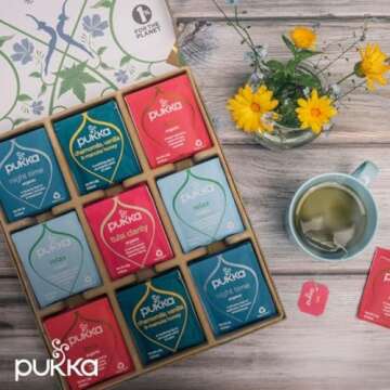 Pukka Tea Gift Box, Herbal Health Wellness Tea, Relax Selection Organic Tea, Best for Birthdays, Anniversaries & Holidays, 45 Tea Bags, 5 Flavors