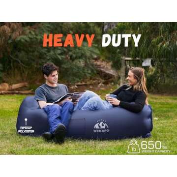 WEKAPO Inflatable Couch Air Lounger Chair - Camping & Beach Accessories, Portable Blow up Sofa for Hiking, Lawn, Indoor/Outdoor Movies & Music Festivals. Lightweight and Easy to Set Up Air Hammock