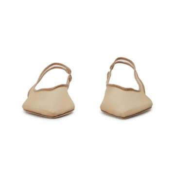 Volrina Mesh Slingback Ballet Flats Shoes for Women Pointed Toe Slip On Low Heels Casual Work Comfortable Soft Nude 7.5