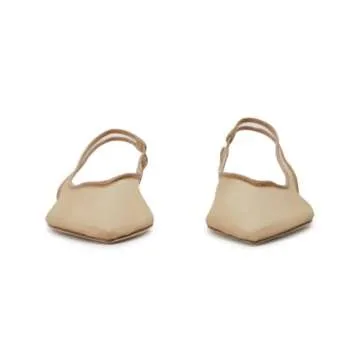 Volrina Mesh Slingback Ballet Flats Shoes for Women Pointed Toe Slip On Low Heels Casual Work Comfortable Soft Nude 7.5