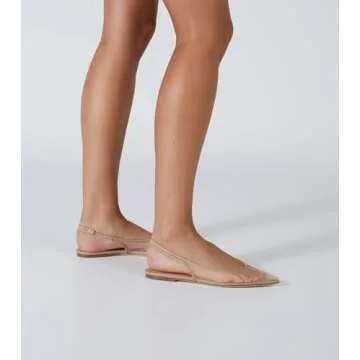 Volrina Mesh Slingback Ballet Flats Shoes for Women Pointed Toe Slip On Low Heels Casual Work Comfortable Soft Nude 7.5