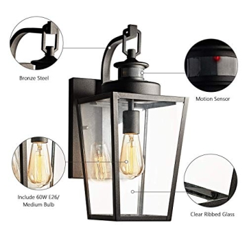 Stylish MOTINI Vintage Outdoor Wall Lantern with Motion Sensor
