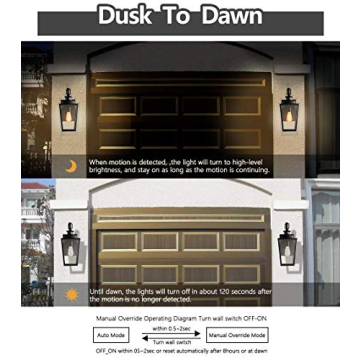 Stylish MOTINI Vintage Outdoor Wall Lantern with Motion Sensor