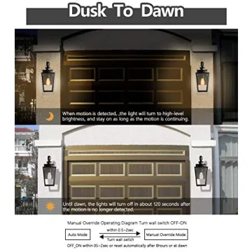 Stylish MOTINI Vintage Outdoor Wall Lantern with Motion Sensor