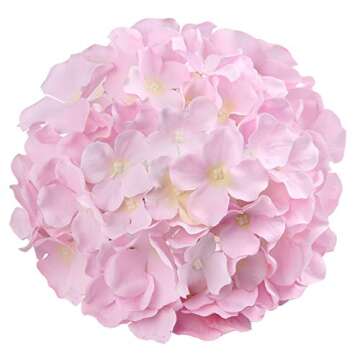 Flojery Silk Hydrangea Heads Artificial Flowers Heads with Stems for Home Wedding Decor,Pack of 10 (...