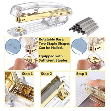 KUANVE Gold Desk Accessories - Elegant Office Supplies Kit with Stylish Design