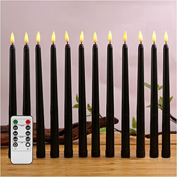 Duduta Black Flameless Taper Candles for Halloween