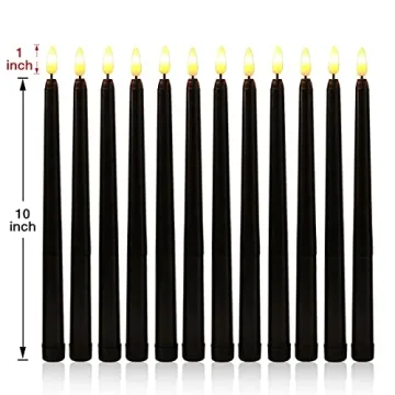 Duduta Black Flameless Taper Candles for Halloween
