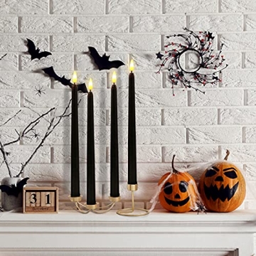 Duduta Black Flameless Taper Candles for Halloween