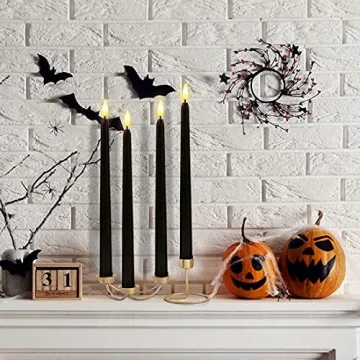 Duduta Black Flameless Taper Candles for Halloween