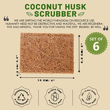 BeMind Coconut Scrubber Eco-Friendly Natural Dish Cleaning Pads