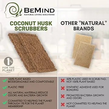 BeMind Coconut Scrubber Eco-Friendly Natural Dish Cleaning Pads