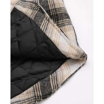 luvamia Plaid Jackets for Women Flannel Quilted Shacket Coats Oversized Button Down Shirts Jacket