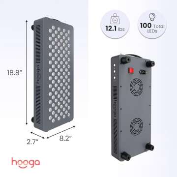 Hooga Red Light Therapy for Face and Body, Red 660nm Near Infrared 850nm, 100 LEDs, High Power Panel...