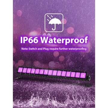 Upgraded 36W LED Black Light Bar, Premium Flood Light with Plug+Switch+5ft Cord, Light Up 21x21ft Ar...