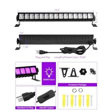 36W LED Black Light Bar for Parties and Art Displays
