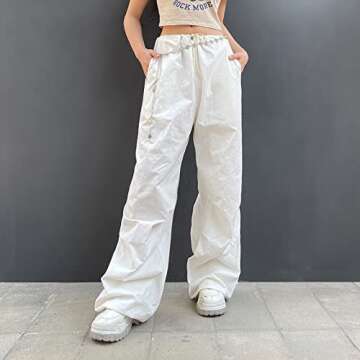 Women's Low Waist Cargo Pants Casual Solid Color Harajuku Vintage Y2K Low Rise Baggy Jogger Relaxed ...