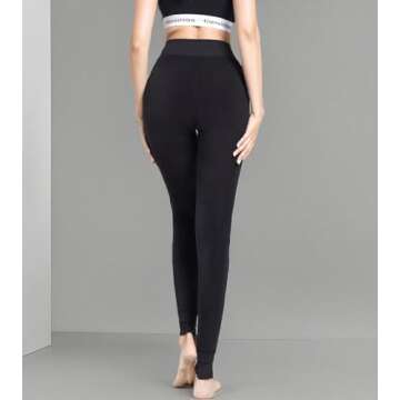 Romastory Winter Warm Women Velvet Elastic Leggings Pants (Black) one size