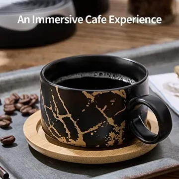 Elegant LUKA Porcelain Espresso Cup Set with Stand - 4 Cups