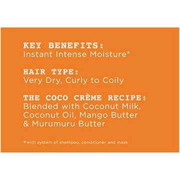 Carol’s Daughter Coco Creme Sulfate Free Shampoo and Conditioner Set with Silicone Free Hair Butter, for Very Dry Curly Hair, with Coconut Oil and Mango Butter