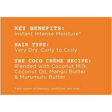 Carol’s Daughter Coco Creme Sulfate Free Shampoo and Conditioner Set with Silicone Free Hair Butter, for Very Dry Curly Hair, with Coconut Oil and Mango Butter
