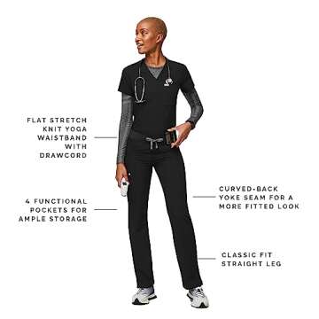 FIGS Kade Cargo Scrub Pants for Women - Stylish Black Workwear in Medium Size