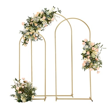 Vincidern Wedding Arch Backdrop Stand 6.6FT, 5.9FT, 4.9FT Set of 3,Metal Arch Backdrop Stand for Wed...