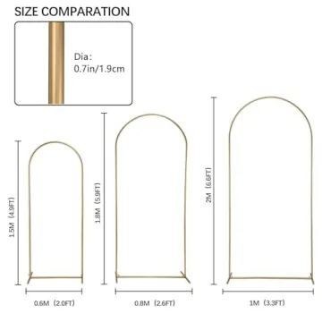 Vincidern Metal Wedding Arch Backdrop Stand Set 3 Sizes