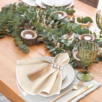 APTWOW White Washed Wooden Napkin Rings Set of 6