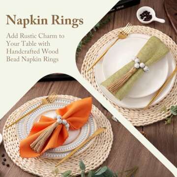APTWOW White Washed Wooden Napkin Rings Set of 6