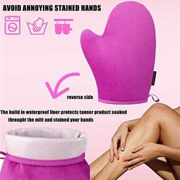 GAIYAH Self Tanning Mitt Applicator - Self Tanning Mitten Self Tanner Mitt Applicator Self Tanning Glove for Self Tan Mitt Applicator Sunless Tanning Mitts Tan Mitten for Tanning Lotion, Mousse, Spray