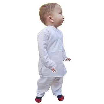 Flawnt White Cotton Kurta Set for Boys - Perfect Festive Wear (6-12 Months)