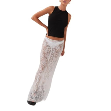 Elegant Women Lace Long Skirt for Summer Parties