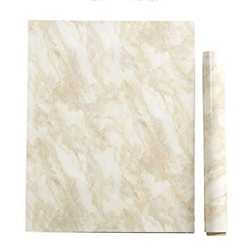 PoetryHome Removable Vinyl Beige Marble Contact Paper for Countertop Table Backsplash Self Adhesive ...
