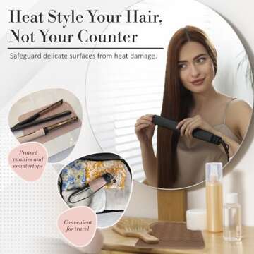 Heat Resistant Mat - Iron Mat - Curling Iron Holder - Silicone Heat Resistant Mat - Makeup Mat - Hot...