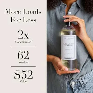 The Laundress Fragrance Free Baby Laundry Detergent Liquid, Concentrated, 62 loads, 32oz, Free & Clear, Free of Fragrances, Dyes, and Artificial Brighteners, Pediatrician tested, Tough on Baby Stains