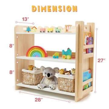 Babalo Montessori Toy Storage with Removable Bookshelf – Toddler Toy Storage Organizer, Natural Wooden Storage Cabinet for Baby Books, Cubby Shelving, Playroom & Daycare Furniture, Classroom Bookcase