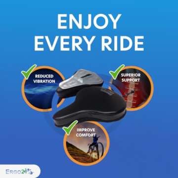 Ergo21 Liquicell Bicycle Seat Cushion Cover for Men & Women | Exercise Bike Seat Cushion with Water & Dust Resistant Comfortable Seat Cover Compatible with Spin Bike, Indoor & Outdoor Cycling