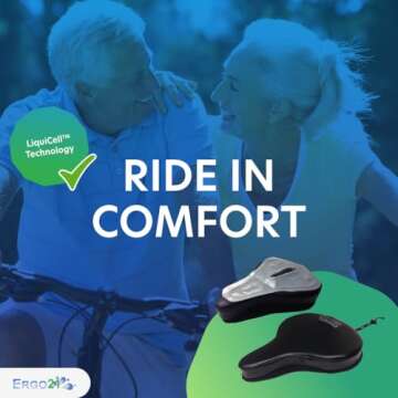 Ergo21 Liquicell Bicycle Seat Cushion Cover for Men & Women | Exercise Bike Seat Cushion with Water & Dust Resistant Comfortable Seat Cover Compatible with Spin Bike, Indoor & Outdoor Cycling
