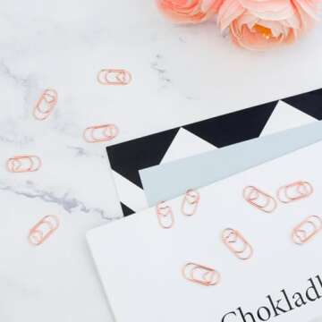 Cute Heart Shaped Paper Clips - 100 Pcs Rose Gold