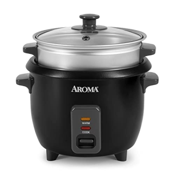 Aroma Housewares ARC-363-1NGB Rice Cooker, Steamer, Multicooker, Black 6-Cup