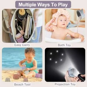 Baby Stacking Cup for Toddler 1-3, 8PCS Counting Nesting Measuring Set, Stackable Bath Toy for 6-12 Months Kids, Educational Montessori Gift for Boys and Girls, Natural Sugarcane Container for Rabbits