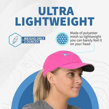 TrailHeads Women's Race Day Performance Running Cap, Lightweight & Quick Drying Mesh Sports Hat with Reflective Trim - Pink Punch