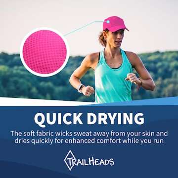 TrailHeads Women's Race Day Performance Running Cap, Lightweight & Quick Drying Mesh Sports Hat with Reflective Trim - Pink Punch