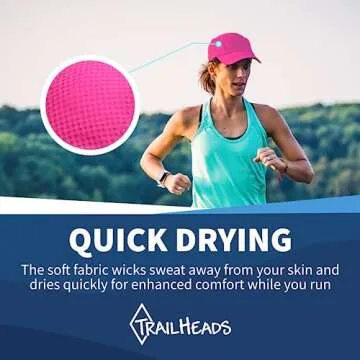 TrailHeads Women's Race Day Performance Running Cap, Lightweight & Quick Drying Mesh Sports Hat with Reflective Trim - Pink Punch