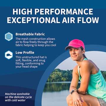 TrailHeads Women's Race Day Performance Running Cap, Lightweight & Quick Drying Mesh Sports Hat with Reflective Trim - Pink Punch