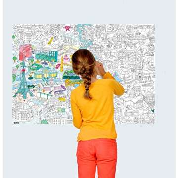Omy Giant Coloring Poster Map, Paris, 40 x 28 inches, Creative Play Fun for Kids, Adults, and The Wh...