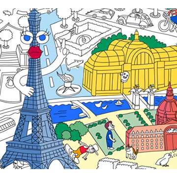 Omy Giant Coloring Poster Map, Paris, 40 x 28 inches, Creative Play Fun for Kids, Adults, and The Whole Family.